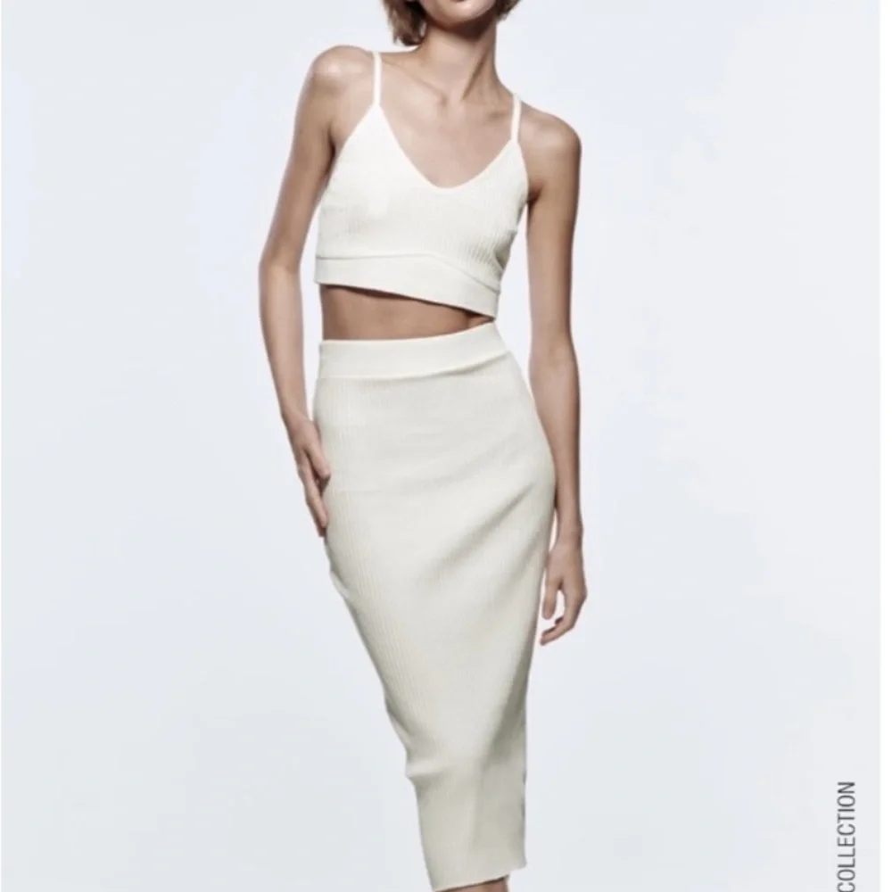 Zara Cream Midi Skirt - Picture 2 of 7